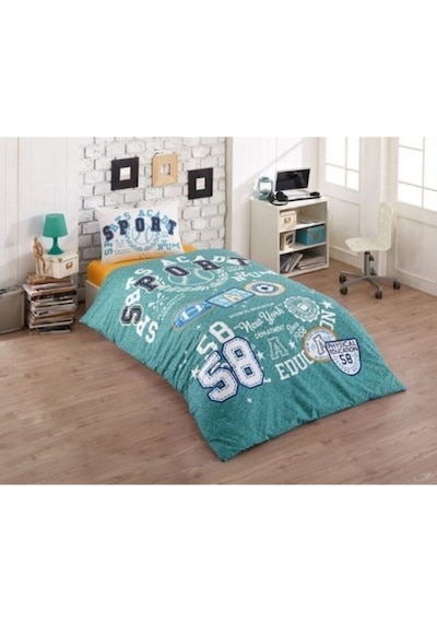 Kristal %100 Pamuk Genç Model Tek Kiş Nevresim Takımı-sporty Mint Mint