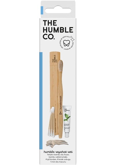 - Humble Brush Ağız Bakım Seyahat Seti Diş Fırçası + Diş Macunu + Kulak Çubuğu + Kürdanlı Diş İpi + Bambu Kap Açık Ahşap