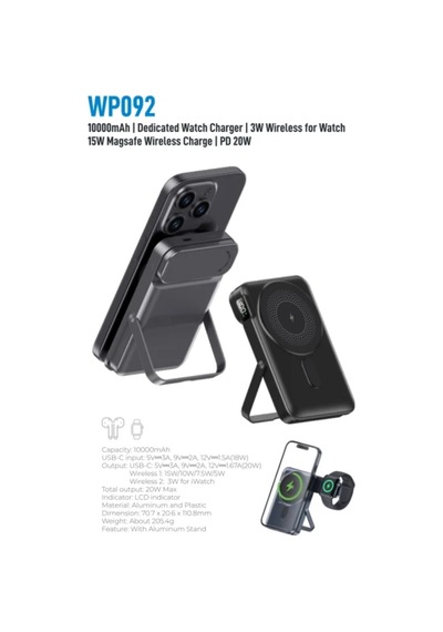 Kablosuz Şarj Cihazı 20pd 15w Hızlı Şarj Ultra İnce Powerbank 10000mah Akıllı Saatleri Ve Cep Telefonlarını Destekler Gümüş