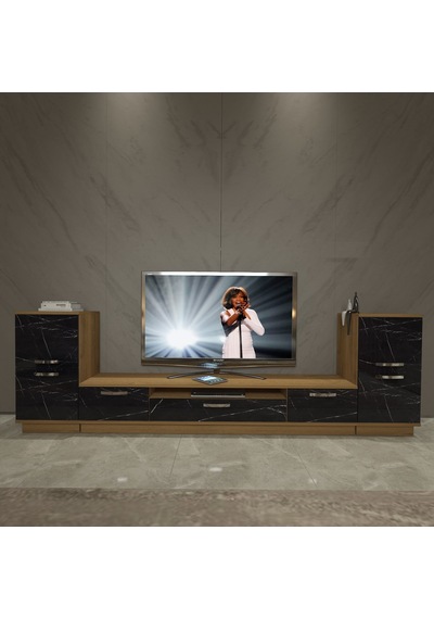 Decoraktiv Trendstyle On2 Mdf Tv Ünitesi Tv Sehpası Pera - Siyah Mermer