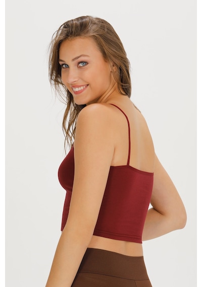 Sensu Kadın Ip Askılı Pamuklu Crop Büstiyer - Bst1015 -bordo Bordo