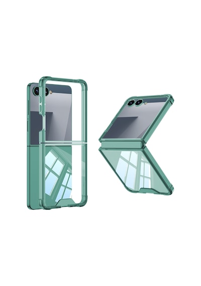 Galaxy Uyumlu Z Flip 7 Kılıf Pazarplus Full Camlı Kıpta Kılıf Yeşil