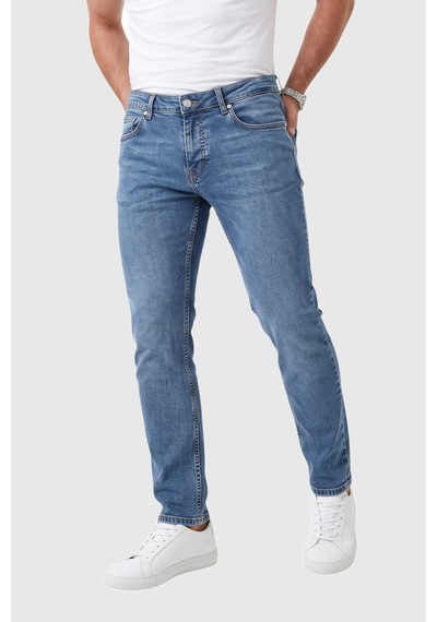 Rizzup Erkek Slim Fit %98 Pamuk Likralı Taşlanmış Mavi Jean Esnek Dar Paça Kot Pantolon 2608303 Rizzup Erkek Slim Fit %98 Pamuk Likralı Taşlanmış Mavi Jean Esnek Dar Paça Kot Pantolon 2608303