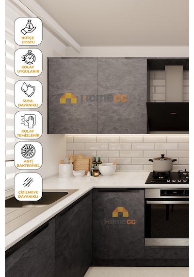 Yapışkanlı Kaplama Folyo 120 Cm Beton Gri Renk Mobilya, Duvar Ve Kapı İçin St674 - St674 120 X 100 Cm