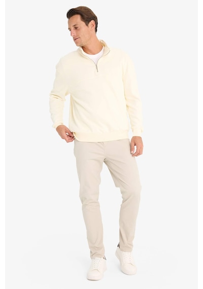DeFacto Relax Fit Dik Yaka Fermuarlı Basic Düz Kalın Sweatshirt E5334AX24WNER100