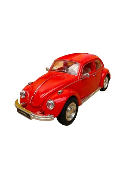 Nostaljik Beetle Vosvos Oyuncak Araba - 17cm Büyük - Sesli Işıklı Ve Sürtmeli - Kırmızı Model Araba Çok Renkli