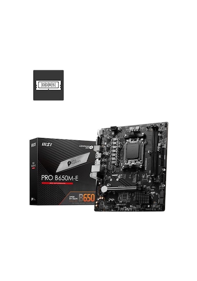 Msı Pro B650m-e Ddr5 6800mhz 1xvga 1xhdmı 1xm.2 Usb 3.2 Matx Am5 Amd Am5 9000/8000/7000 Serileri İle Uyumlu