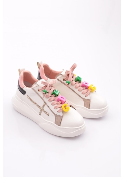 Dgn 1023 Kadin Sneaker Ayakkabi 1023-2007-R0275 Beyaz - Pudra