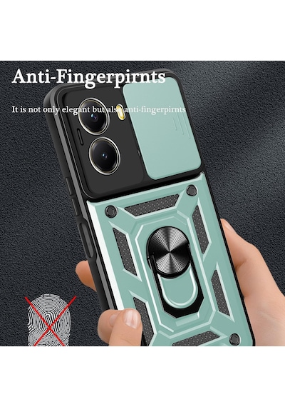 Xiaomi Poco X7 Pro İle Uyumlu Kılıf Magnetik Standlı Kamera Korumalı Sürgülü Kapak Yeşil