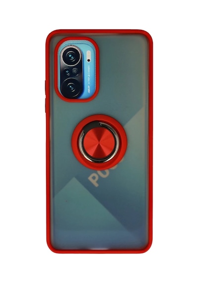 Xiaomi Redmi K40 Uyumlu Kılıf Montreal Yüzüklü Silikon Kapak - Kırmızı