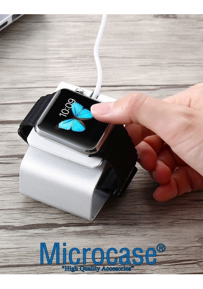 Apple Uyumlu  Watch Seri 5 44 Mm Için Alüminyum Şarj Standı - Gümüş