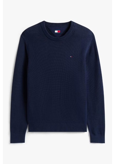 Tommy Hilfiger Erkek Slim Fit Bisiklet Yaka Dokulu Triko Kazak - Lacivert-10253 Dark Night Navy