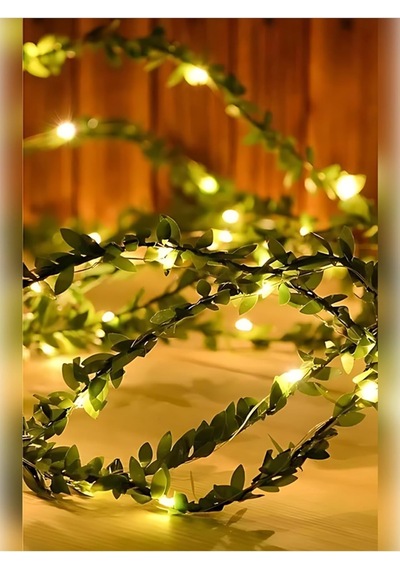 Dekoratif Sarmaşık Işıklı Minik Şerit 7 Metre Yapay Yaprak Ve 5 Metre Peri Led Diğer