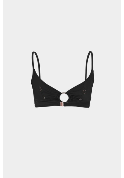 Açelyaokcu Premium Halka Detaylı Metıs Fit Kadın Bikini Üstü Siyah