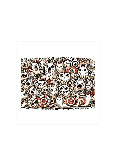 Soyut Canavarlar Desenleri Art Mdf Tablo