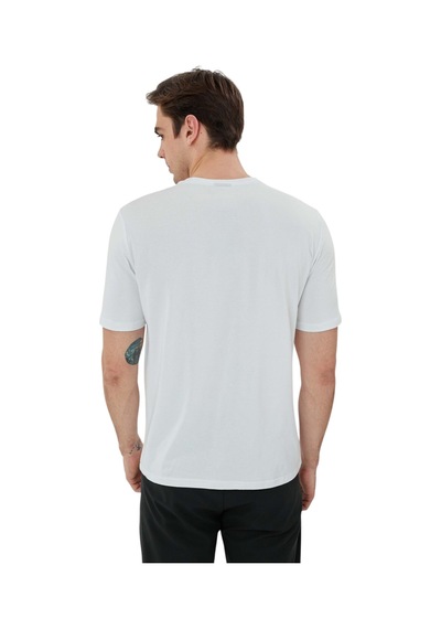 Exuma Erkek Baskılı Bisiklet Yaka T-shirt Beyaz
