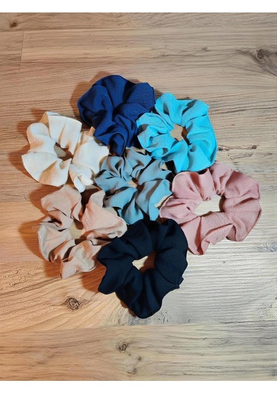Handmade Çift Dikişli Xl Scrunchie Saç Tokası Vizon