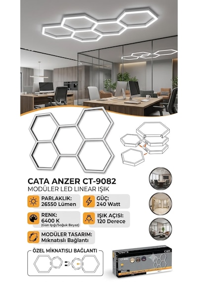 Anzer Led Linear Armatür Beyaz - Beyaz Işık