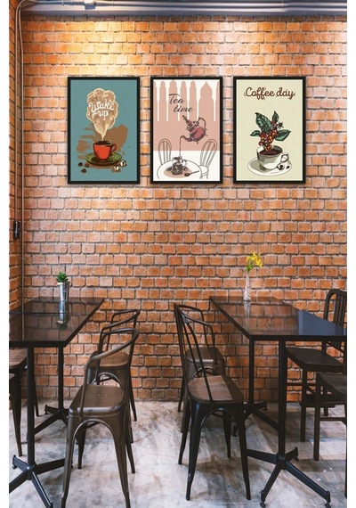 No77decor 3 Parça Mutfak Ve Cafe'ler Için Mdf Tablo Seti