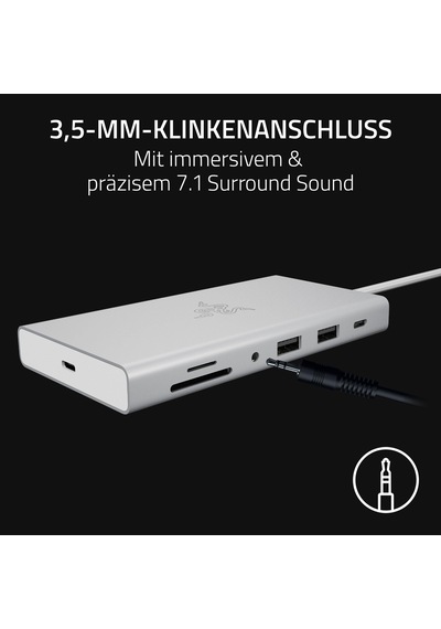 Razer Usb-c Bağlantı İstasyonu - Hdmı, Gigabit Ethernet, 3,5 Mm Ses Bağlantı Noktası, Usb-a Ve -c İle 11 Bağlantı Noktası, Windows Ve Mac İle Uyumlu 4k Ekran Çıkışı, 7.1 Surround Ses Mercury Razer Usb-c Bağlantı İstasyonu - Hdmı, Gigabit Ethernet, 3,5 Mm Ses Bağlantı Noktası, Usb-a Ve -c İle 11 Bağlantı Noktası, Windows Ve Mac İle Uyumlu 4k Ekran Çıkışı, 7.1 Surround Ses Mercury
