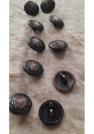 Antık Bakır Metal Düğme 16 Mm 10 Adet