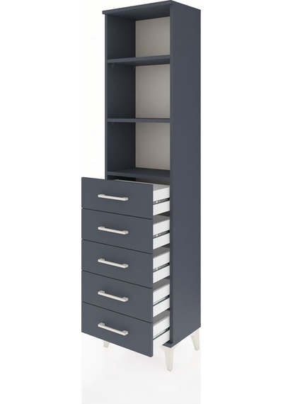 Arges Dolap 3 Raflı 5 Çekmeceli 44x30x182 Antrasit-antrasit Antrasit