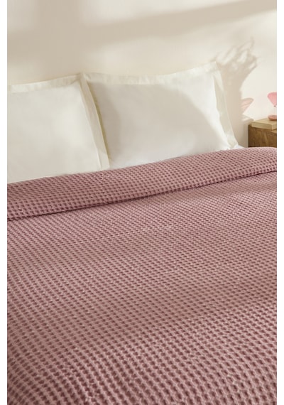 Karaca Home Mady %100 Cotton Waffle Çift Kişilik Tek Pike Pembe Pembe