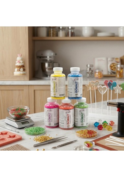 Renkli İzomalt Isomalt 250 Gr X 5 Li Set Sarı, Kırmızı, Pembe, Yeşil, Mavi Şeker Sanatı Ve Pasta Dekorasyon