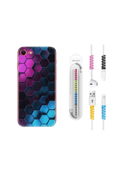Apple Uyumlu iPhone 6/6S Kılıf Kablo Koruyuculu Petek 1825