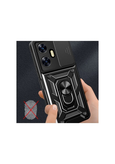 Uray Store Realme C55 Kılıf Pars Lens Yüzüklü Silikon - Yeşil