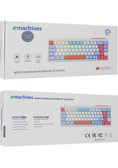 Acer Emachines, Eak810, Beyaz, Usb Kablolu, Rainbow Backlight, Membran Renkli Tuşlar, Türkçe Q, 68 T
