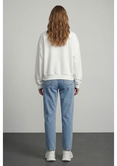 Quzu 26yswt01647 Patch Detaylı Kadın Sweatshirt Ekru