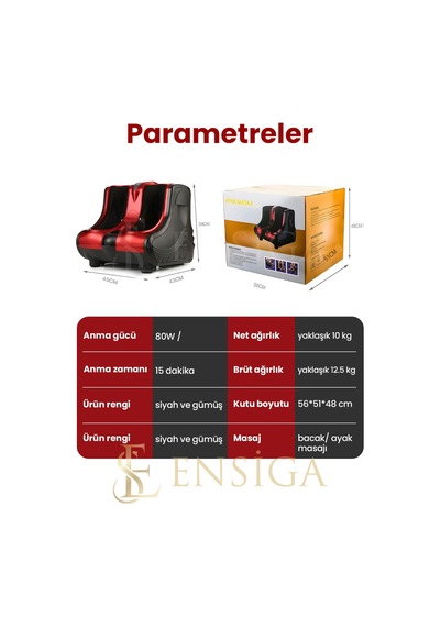 Titreşim Ve Isı İle Bacak - Ayak Parmak Ve Topuk - Bacak Ve Ayak Masaj Cihazı Kırmızı - Siyah