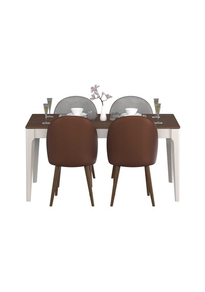 Milano Açılır Yemek Masası - Vizon/zebra 160-200x78x90 Cm