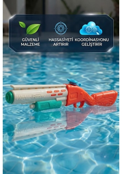 33 Cm Pompalı Su Silahı İle Yaz Eğlencesi Başlasın Klasik Tasarımlı Oyuncak Su Silahı Turuncu