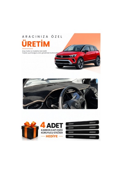 Opel Crossland 2020-2024 Uyumlu Torpido Koruma Örtüsü Oto Kılıfı - Siyah Bej