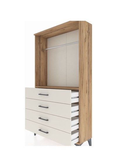 Arges Dolap Tek Raflı 4 Çekmeceli Tek Askılı 88x30x163 Çam-aytaşı Atlas Çam