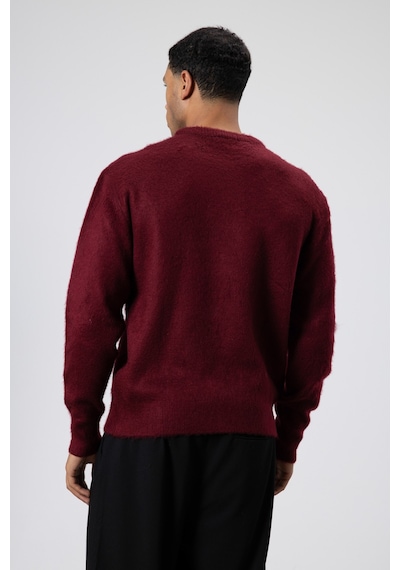 Vamos Oversize Yumuşak Dokulu Bisiklet Yaka Kazak Bordo