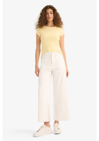 Defacto Slim Fit Dar Kesim Bisiklet Yaka Basic Düz Kısa Kollu Tişört F7768ax25auyl252 Sari