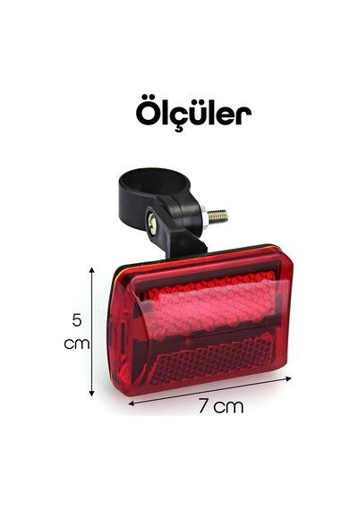 Bisiklet Tekli Arka Işık Pilli 300 Lümen 3 Mod Flaşörlü Bisiklet Arka Farı Led Işık Kırmızı 4445 Kırmızı
