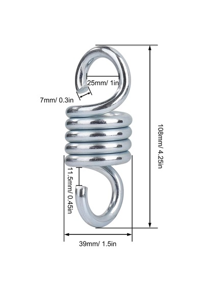 Tr Ağır Hizmet Yaylı Sertleştirilmiş Galvanizli Çelik Uzatma Yay Kapasitesi 500kg/1100lbs Hamak Asılı Sandalyele Genel Tr Ağır Hizmet Yaylı Sertleştirilmiş Galvanizli Çelik Uzatma Yay Kapasitesi 500kg/1100lbs Hamak Asılı Sandalyele Genel