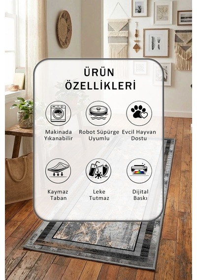 Yıkanabilir Yolluk 29 Gri