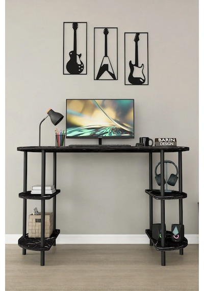 120 Cm Çalışma Masası Bilgisayar Masası 2 Raflı Kitaplık Ofis Ders Masası Ahşap Metal Ayaklı Siyah Mermer 120 Cm Çalışma Masası Bilgisayar Masası 2 Raflı Kitaplık Ofis Ders Masası Ahşap Metal Ayaklı Siyah Mermer