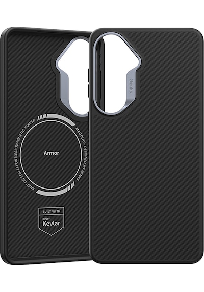 Galaxy Uyumlu S26 Plus Kılıf Karbon Fiber M-safe Uyumlu Benks Hybrid Armorpro 600d Kevlar Kapak Siyah Siyah