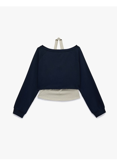 Koton Rahat Kalıp Uzun Kollu Bisiklet Yaka Sweatshirt Lacivert 7wal10253ık