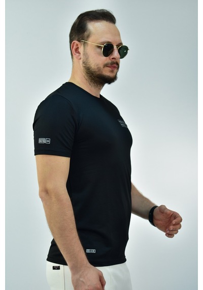 Escetic Erkek Siyah Füme Slim Fit T-Shirt-3284