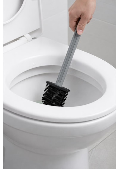 Silikon Tuvalet Fırçası Pratik Silikon Wc Klozet Fırçası Oval Gri S-210 Gri