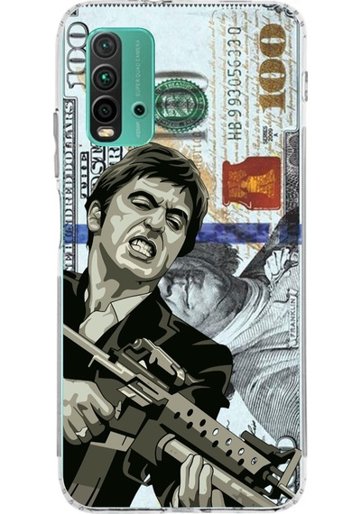 Redmi 9t - Poco M3 Uyumlu Scarface Dolar Tasarımlı Baskılı Silikon Kılıf Renkli