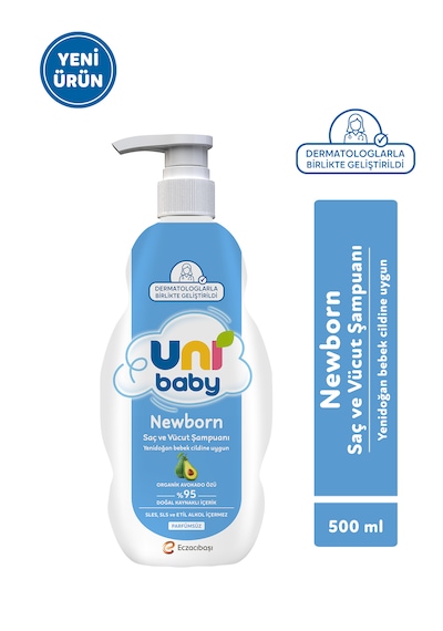 Uni Baby Newborn Yenidoğan Saç ve Vücut Şampuanı 500 Ml 2'li