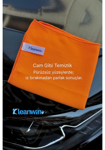 Lucid Mikrofiber Araba Cam Bezi 40x40 Cm Turuncu, İz Bırakmaz Cam Silme Ve Kurulama Bezi